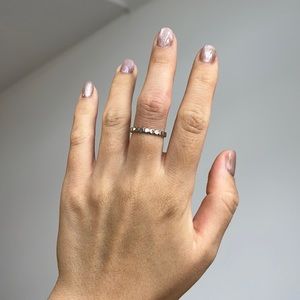 925 sterling silver honeycomb hexagonal geometric ring - adjustable